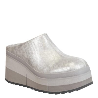 NAKED FEET  Coach In Silver Platform Clogs