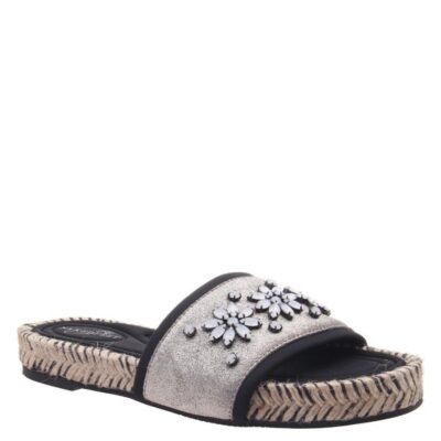 NAKED FEET  Koyo In Grey Silver Espadrille Sandals