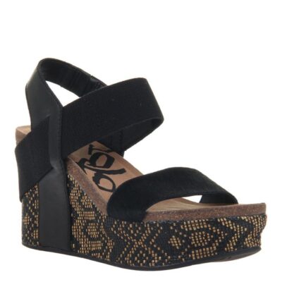 OTBT  Bushnell In Black Jute Wedge Sandals