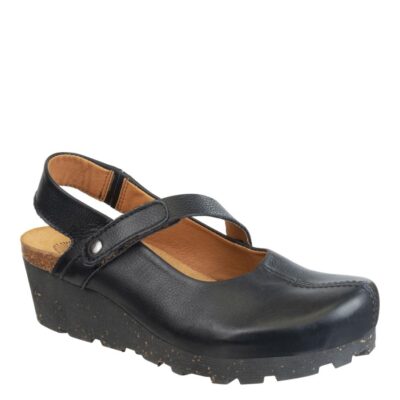 OTBT  Prog In Black Leather Wedge Clogs